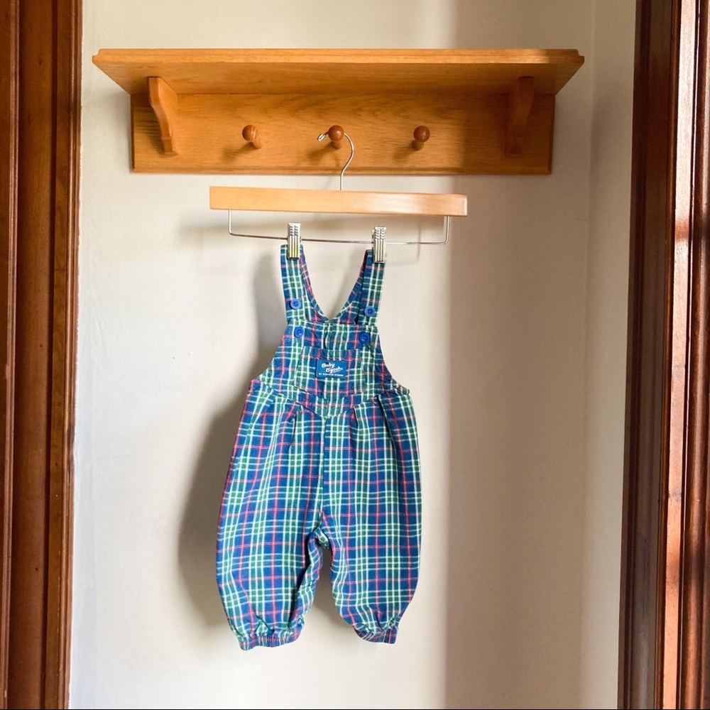 🍎 OSHKOSH vintage plaid overalls